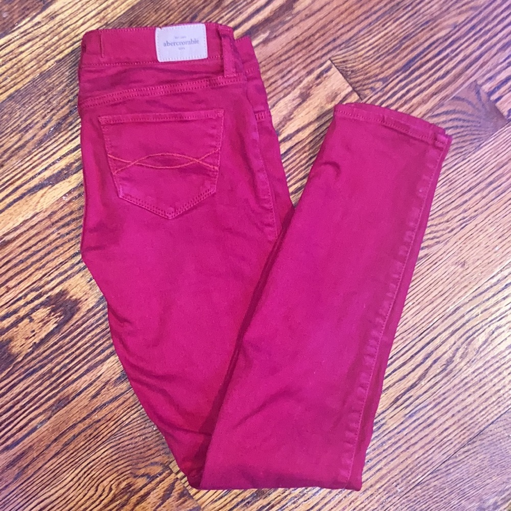 Abercrombie Kids Girls Sz 14 Slim Red Denim Jeans